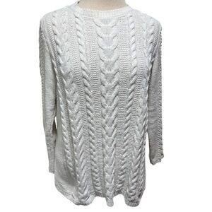 J.‎ Jill White Crew Neck Cable Knit Sweater
